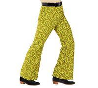 shoperama Pantalones retro para hombre de los años 70, con y sin patrón, disfraz de discoteca de setenta bateos, color: verde, tamaño: S/M
