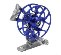 Shophubio Carrete de pesca en hielo de metal completo con rodamientos 2+1 y guía de línea de cerámica, carrete de mosca de aleación de aluminio para pesca en hielo, rueda de pesca retráctil