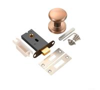 Shophubio Cerradura de puerta invisible sin llave para baño, perno de puerta de privacidad de una sola cara de aleación de zinc con mecanismo secreto, cierre de puerta seguro (cobre)