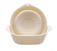 Shophubio Cesta de silicona apta para horno, juego de levantamiento de pan de masa madre, cuenco de fermentación sin masa, diseño de almacenamiento plegable, color blanco arroz redondo
