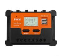 Shophubio Controlador de carga solar de 20 A, 12 V, 24 V, con pantalla LCD y 2 puertos USB para regulador de batería de panel solar