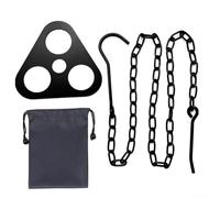 Shophubio Estante ajustable para cocinar al fuego, colgador de trípode para camping, soporte portátil para parrilla de fogata hecho de acero inoxidable ligero para picnic al aire libre (negro)