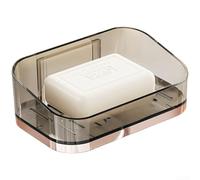 Shophubio Jabonera magnética para montaje en pared, jabonera de drenaje rápido para baño y cocina, instalación sin taladro, diseño de doble capa, acabado transparente (oro rosa)