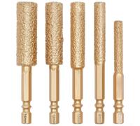 Shophubio Juego de brocas y brocas de grano de diamante, 5 piezas de 6 a 14 mm con vástago hexagonal antideslizante para taladrar y desbarbar de precisión en superficies duras