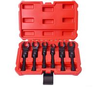 Shophubio Juego de llaves de pata de gallo de cabeza de 180 grados de 12 a 19 mm, llave de línea de tuerca acampanada para extracción de tuberías de aceite, herramienta de reparación de línea