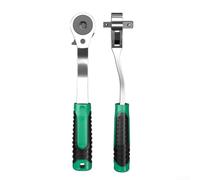 Shophubio Llave de trinquete profesional de doble cabeza, herramienta de enchufe de acero Cr-V de 24 dientes con botón de liberación rápida, agarre ergonómico para uso intensivo (A)