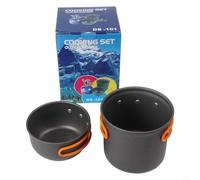 Shophubio Olla ligera para mochileros, juego de utensilios de cocina portátiles para acampar con mango plegable que ahorra espacio, juego de cocina no al aire libre, compacto de 1,23 L para campamento