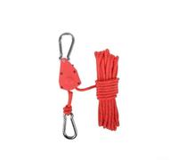 Shophubio Polea ajustable de 4 m con mosquetón para acampar al aire libre y colgar toldo, polea de elevación de cuerda de 4 mm, gancho de acero inoxidable y cuerpo de nailon (rojo)