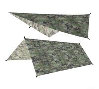 Shophubio Refugio impermeable para moscas de lluvia para camping, lona de poliéster 210T con 6 puntos de amarre, lona de instalación rápida para senderismo, mochileros y uso al aire libre (camuflaje)