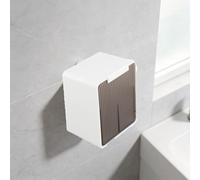 Shophubio Soporte de almohadilla de algodón montado en la pared sin taladro, organizador de hisopo de algodón, caja de almacenamiento de maquillaje, dispensador de corbatas para el cabello, tocador