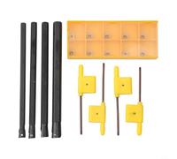 Shophubio Soporte de herramientas de torneado interno Juego de barras de perforación de torno CNC con varillas de vástago de acero de aleación e inserto de carburo CCMT060204 para accesorios de