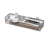 Shophubio Soporte para palillos de acero inoxidable 304 con diseño de drenaje eficiente para almacenamiento y organización de utensilios de cocina, cesta de cubiertos plateada que ahorra espacio