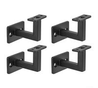 Shophubio Soportes para pasamanos de escalera de acero al carbono, soportes resistentes para pasamanos montados en la pared para rieles de escalera modernos, soportes negros (paquete de 4)