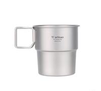 Shophubio Taza de camping - Taza de café apilable de 300 ml para exteriores para mochileros y senderismo, tapa a prueba de fugas, construcción sin remaches, acabado arenado (sin tapa)