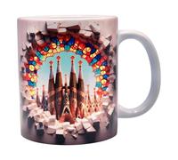 Shopi Zone Taza de Cerámica con Diseño de la Sagrada Familia y Vidrieras en Efecto 3D - Arte y Arquitectura