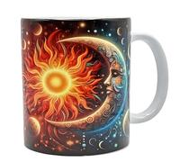 Shopi Zone Taza de cerámica Sol y Luna - Diseño cósmico en arte 3D, ideal para amantes del universo y la espiritualidad