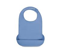 ShopINess Babero Impermeable de Silicona para Adultos y Personas Mayores Ajustable, Reutilizable y con Bolsillo Antiderrames Protección Eficaz para Comidas 40x30 cm (Azul)