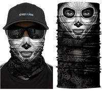 ShopINess Braga Cuello Multifunción Máscara Terror - Pañuelo Tubular Unisex en Microfibra Transpirable para Moto, Deporte y Disfraz de Halloween (Cat Face)