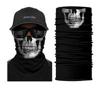 ShopINess Braga de Cuello Calavera Multifunción - Bandana Tubular Unisex para Moto, Deporte y Outdoor | Pañuelo Pasamontañas Transpirable con Protección Solar UPF 40+ | Halloween y Carnaval (Huesos)