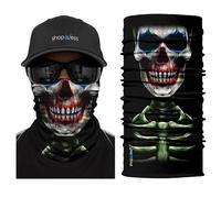 ShopINess Braga de Cuello Calavera Multifunción - Bandana Tubular Unisex para Moto, Deporte y Outdoor | Pañuelo Pasamontañas Transpirable con Protección Solar UPF 40+ | Halloween y Carnaval (Joky)