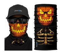 ShopINess Braga de Cuello Calavera Multifunción - Bandana Tubular Unisex para Moto, Deporte y Outdoor | Pañuelo Pasamontañas Transpirable con Protección Solar UPF 40+ | Halloween y Carnaval (Calabaza)