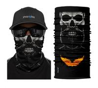 ShopINess Braga de Cuello Calavera Multifunción - Bandana Tubular Unisex para Moto, Deporte y Outdoor | Pañuelo Pasamontañas Transpirable con Protección Solar UPF 40+ | Halloween y Carnaval (Hipster)