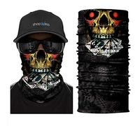 ShopINess Braga de Cuello Calavera Multifunción - Bandana Tubular Unisex para Moto, Deporte y Outdoor | Pañuelo Pasamontañas Transpirable con Protección Solar UPF 40+ | Halloween y Carnaval (Cards)