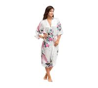 ShopINess Kimono Bata Mujer Verano Kimono Largo de Vacaciones Ropa de Noche Despedida de Soltera Lencería Bata de Playa Blanco, XL