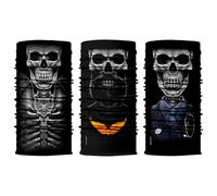 ShopINess Pack de 3 Pañuelos Bandanas Braga Cuello Multifunción Unisex Adulto para Disfraz para Halloween Moto Deporte Fiestas Calavera (Vampiro, Hipster, Doctor)