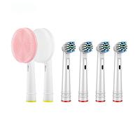 ShopINess Pack Recambios Dentales y Faciales Compatibles con Cepillos Eléctricos (Pack de 4 Recambios Dentales Precision Clean + 2 Cabezales de Limpieza Facial) (Rosa y Blanco)