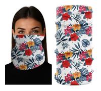 ShopINess Pañuelo Bandana Braga Cuello Calavera Multifunción Mujer Blanco para Moto Deporte Fiestas Carnaval Estilo Floral