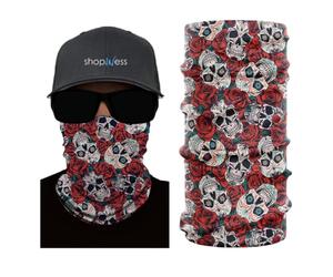 ShopINess Pañuelo Bandana Braga Cuello Calavera Multifunción Unisex Adulto para Moto Deporte Fiestas Halloween y Carnaval Mini Calaveras (Calaveras Mexicanas Rosas)