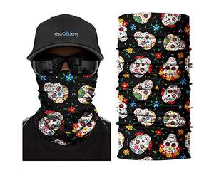 ShopINess Pañuelo Bandana Braga Cuello Calavera Multifunción Unisex Adulto para Moto Deporte Fiestas Halloween y Carnaval - Mini Calaveras Mexicanas