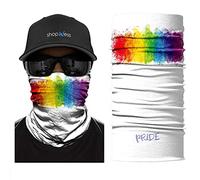 ShopINess Pañuelo bandana Braga Cuello Multifunción Unisex Adulto para Moto Deporte Fiestas Desfiles Eventos y Carnaval Orgullo Bandera Arcoiris Pride (Blanco)