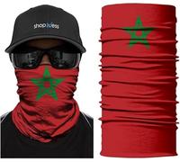ShopINess Pañuelo bandana Braga Cuello Multifunción Unisex Adulto para Moto Deporte Fiestas Halloween Carnaval Bandera Mundial de Fútbol Eventos Países (Marruecos)