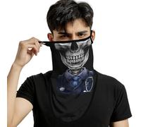 ShopINess Pañuelo Calavera con Orejeras Unisex - Bandana Motero para Cara y Cuello, Braga Cuello Moto Hombre Mujer, Máscara Calavera para Halloween, Esquí, Snowboard y Outdoor (Doctor)
