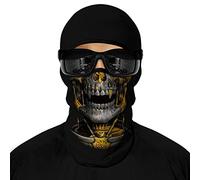 ShopINess Pasamontañas Calavera 3D UPF 40+ en Microfibra para Moto Esquí Snowboard Ciclismo | Balaclava Transpirable para Halloween Carnaval y Deportes Outdoor - (Calavera Oro)