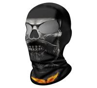 ShopINess Pasamontañas Dos Ojos 3D Calavera Unisex Adulto para Moto Deporte Fiestas Halloween y Carnaval con Dos Agujeros para los Ojos Calavera (FR/ES, Letras, Talla única, Hipster)