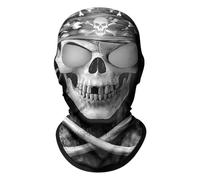 ShopINess Pasamontañas Dos Ojos 3D Calavera Unisex Adulto para Moto Deporte Fiestas Halloween y Carnaval con Dos Agujeros para los Ojos Calavera (FR/ES, Letras, Talla única, Pirata)