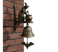 ShopKeepers Bell - campana de puerta Witch Dachshund | Reloj decorativo para exteriores, anillo manual colgante para tienda Porche Hogar Jardín Cottage Valla de apertura Pared Calentamientos de casa