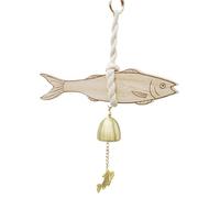 Shopkeepers Bell Door, Wooden Entryway Chime, Rustic Look Decorative Fish Accent, Easy Installation Kit, Entry Alert Bell for Home, Café, Apartment, Studio, Dorm, Room, Living Space, 7,87 x 1,57