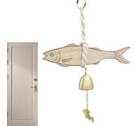 Shopkeepers Bell, Wooden Door Chime, Rustic Doorbell, 7,87 x 1,57 pulgadas, Easy Installation Design, Fish Ornament Accent, for Cafe Apartment Dorm Studio Home Entry Decor
