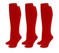 ShopMCR 3 pares de calcetines unisex para niños y niñas, para el regreso a clases, de algodón, hasta la rodilla, lisos, para uso diario, rosso, 7-10 Years