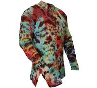 Shopoholic Fashion Camisa de algodón para Hombre, Estilo Hippie, Hecha a Mano, Estilo Bohemio, Informal, de Manga Larga, Mármol teñido Anudado, M