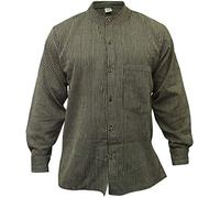 Shopoholic Fashion - Camisa para hombre con cuello mao, diseño de rayas negro negro Medium