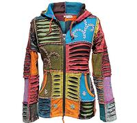 SHOPOHOLIC FASHION - Chaqueta con capucha para mujer, lavada a la piedra, bordada, de manga larga, suave, elástica, de tela de algodón, suéter colorido con 2 bolsillos y cremallera, L