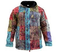 Shopoholic Fashion Chaqueta de Invierno con Forro de Estilo Hippie Bohemio y con Parches para Hombre, L