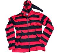 SHOPOHOLIC FASHION Chaqueta Exterior con Capucha Pixie a Rayas de Patchwork para Mujer - (Roja/L)