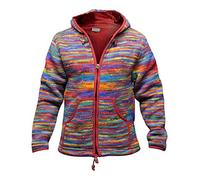 SHOPOHOLIC FASHION Chaqueta Hippie De Lana con Teñido Anudado para Hombre, Large, Mélange Rouge