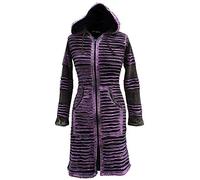 SHOPOHOLIC FASHION Chaqueta Larga Gótica Hippie Bohemia Lavada a la Piedra para Mujer, Morado, XXL